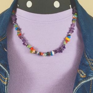 NEW Native American Indian Sterling Silver Treasure Stone Beaded Necklace